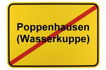 Illustration eines Ortsschildes der Gemeinde Poppenhausen (Wasserkuppe) in Hessen
