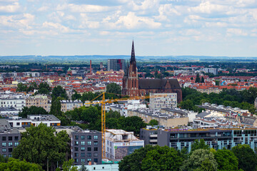 Fototapeta na wymiar St. Michael the Archangel Church, Chapel of st. Edith Stein in Wroclaw, Poland. View from the observation deck of the tower of Wroclaw cathedral