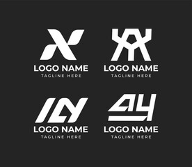 modern elegant monogram letter AY or YA logo design set