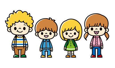 Cute illustration of a white boy and girl