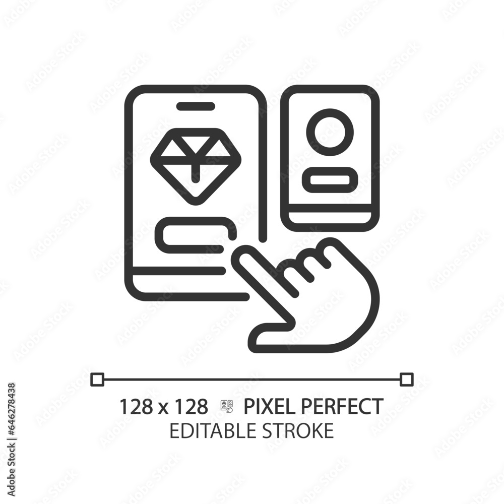 Poster 2d pixel perfect customizable black choosing app icon, isolated vector, thin line illustration repre
