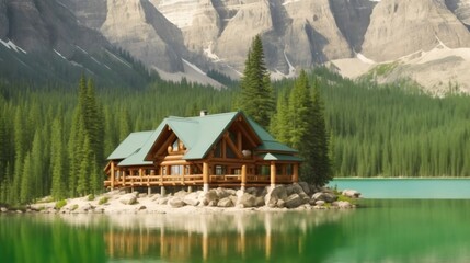 Fototapeta premium house on the river generated Ai.