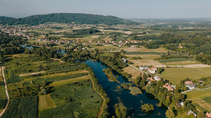 Aerial perspective on Mreznica river - 646279080