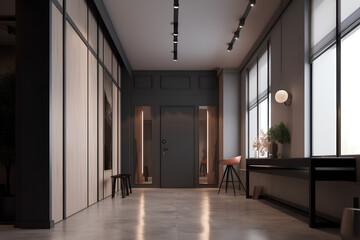 Stylish hallway interior in luxury house.