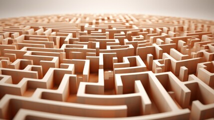 Fototapeta premium Investment Labyrinth: A minimalist maze with a clear path representing a well-planned investment strategy