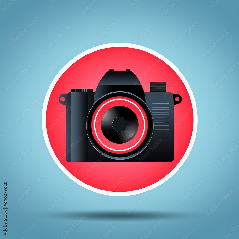 Aufkleber A minimalist line art illustration of a 'No Photography' sign, showcasing a camera enclosed within a red circle with a diagonal line through it.