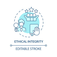 2D editable blue icon ethical integrity concept, isolated vector, mindful entrepreneurship thin line illustration.
