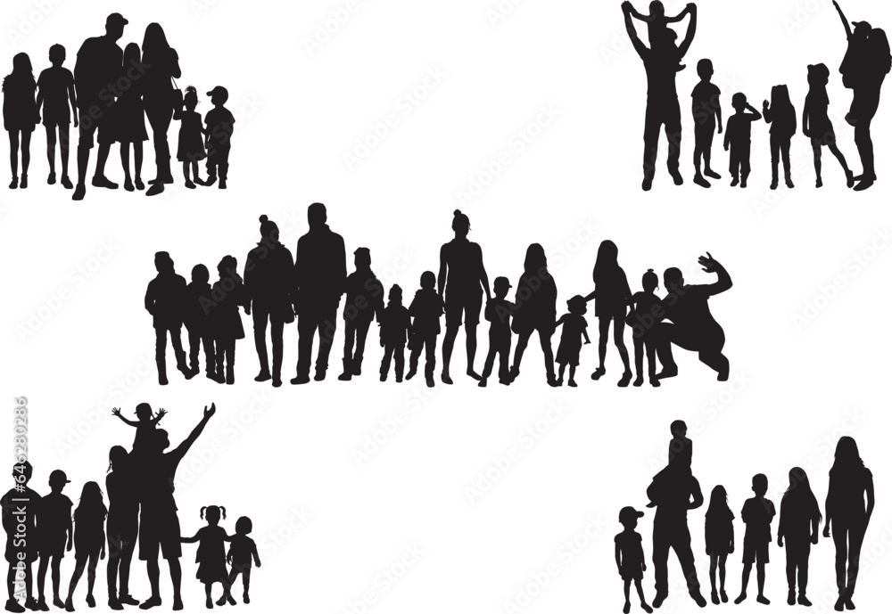 Canvas Prints vector silhouette of family. group of people. crowd of people silhouettes.