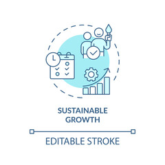 2D editable blue icon sustainable growth concept, isolated vector, mindful entrepreneurship thin line illustration.