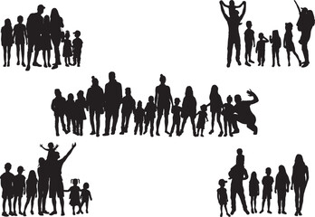 Vector silhouette of family.	Group of people. Crowd of people silhouettes.	