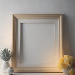 Mock up blank frame in modern interior background, 3D render.