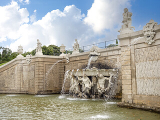 August 5, 2023, Austria, Vienna. Fountain of the lower park of the Belvedere Palace.