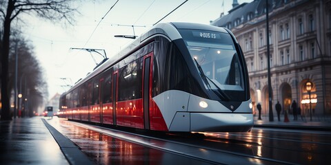 Fototapeta premium Modern commuter rail with copy space background