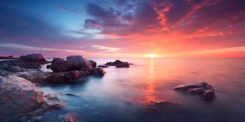 Fototapeta na wymiar sunset over the sea generative AI