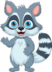 cartoon cute raccoon waving