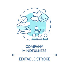 2D editable blue icon company mindfulness concept, isolated vector, mindful entrepreneurship thin line illustration.