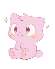 Cute pink cat cartoon design, Kawaii expression cute character funny and emoticon theme Vector illustration