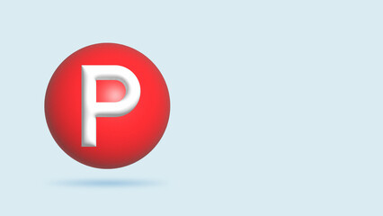 Location mark, destination pointer with letter P, parking sign.