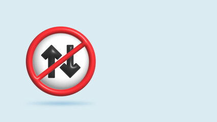 Obraz premium 3d realistic Illustration dont Two Way Sign or one way with white and red frame