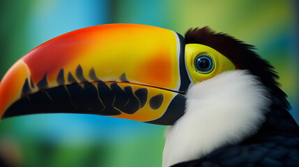 close-up shot super macro colorful toucan