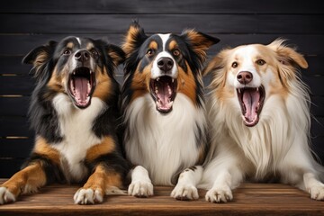 Three barking dogs