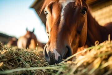 Fototapeta premium Horse's head with hay