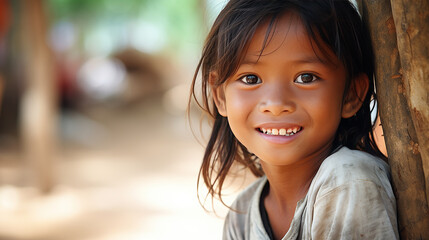 Portrait of the Lao Child in the rural