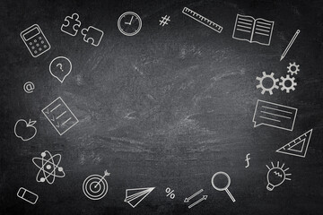 Education concept on school blackboard background, copy space