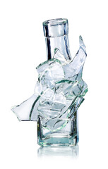 zerbrochene Glasflasche, isoliert