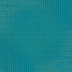 Wave digital illustration of simple green geometric shapes on a blue background. 3d rendering