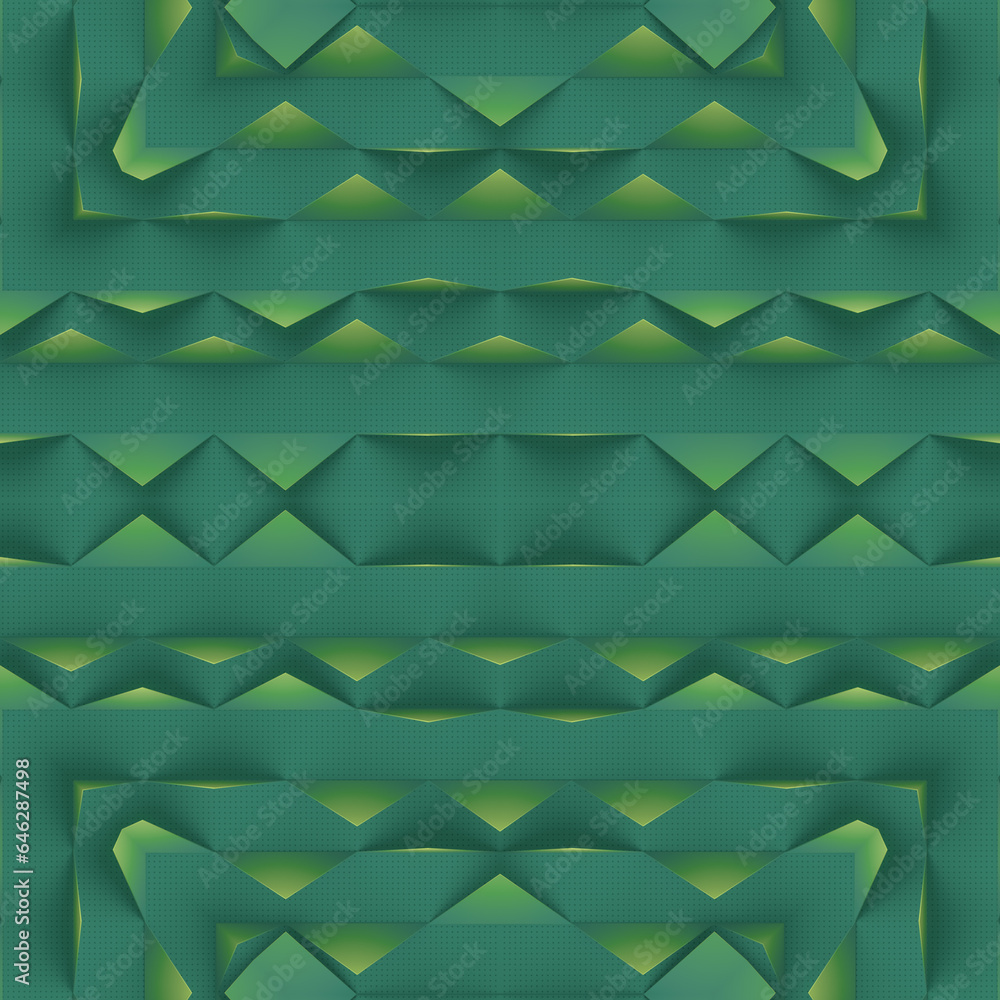 Leinwandbilder digital illustration of a simple geometric pattern on a green background. 3d rendering