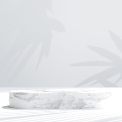 minimal scene with stone podium for product presentation. 3d illustration