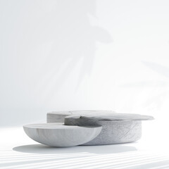 rock podium for product presentation. Natural beauty pedestal, relaxation and health, 3d illustration.