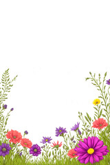 Postcard template with wild flowers concept  , AI generative image