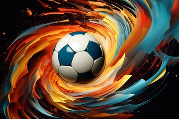 An animated soccer ball with electrifying patterns and dynamic energy. Generative AI