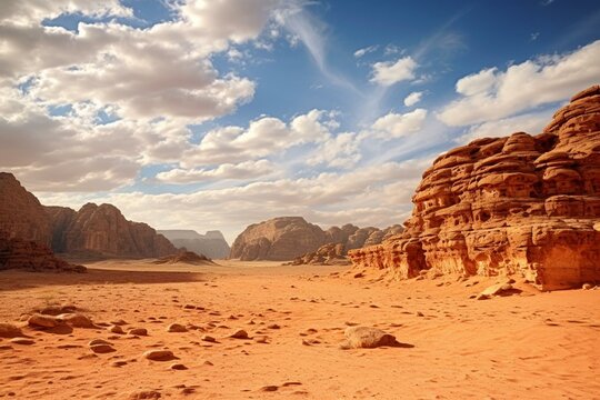Desert landscape, Jordan. Generative AI