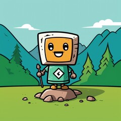 Hiking trail marker mascot for a company logo. Generative AI