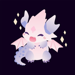 Cute baby dragon. Character for the new year. 2024 Chinese New Year. vector illustration symbol year of dragon 2024 blue color logo