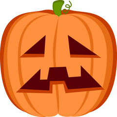 Sad and Mournful Halloween Pumpkin : Jack O' Lantern Isolated - This somber and pitiful orange pumpkin, with its triangular eyes and square grin, exudes a sense of sorrow.