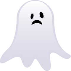 Terrified and Mournful White Spooky Ghost in Halloween Isolated - A sorrowful and emaciated white ghost, emanating an eerie aura of horror and sadness against the backdrop of Halloween.