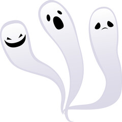 Cute Trio of Ethereal Spirits: Little Playful Haunting Ghosts Isolated - Depicting three charming and endearing little ghosts, this vector artwork captures their playful and spooky.