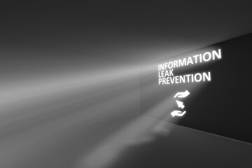 INFORMATION LEAK PREVENTION rays volume light concept 3d illustration