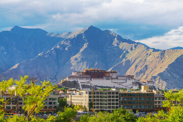 The View of Potala Palace and Plaza in Lhasa, Tibet, China 