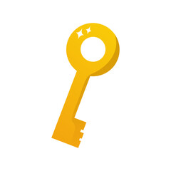 A golden key on a white background. Game icon. vector