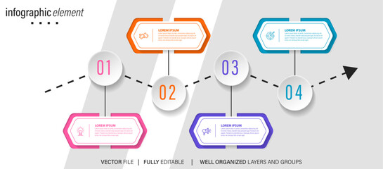 Fototapeta na wymiar Infographic design template. Timeline concept with 4 steps 