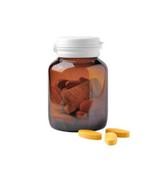 Medicine bottle of brown glass isolated on transparent png