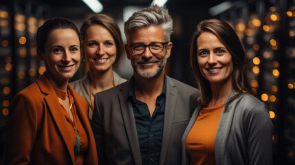 Fototapeta premium Mature men working together with servers in a data center setting. Generative AI