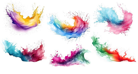 set of watercolor Splashes, Splatter, abstract background, transparent background, png, generated ai
