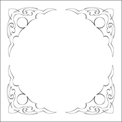 Elegant black and white monochrome ornamental border for greeting cards, banners, invitations. Vector frame for all sizes and formats. Isolated vector illustration.