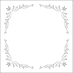 Elegant black and white monochrome ornamental border for greeting cards, banners, invitations. Vector frame for all sizes and formats. Isolated vector illustration.
